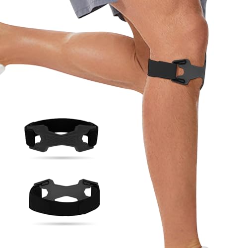 2 Pack Patellar Tendon Support Strap,Adjustable Silicone Patella Knee Strap for Knee Pain Relief,Knee Bands for Basketball, Tendonitis, Running, Tennis, Jumpers, Squats(Black) - color: Black