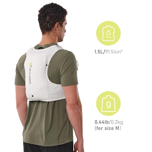 N NEVO RHINO Running Vest, Hyration Vest with 2 Pcs 500ML Soft Flasks - color: White, size: Medium