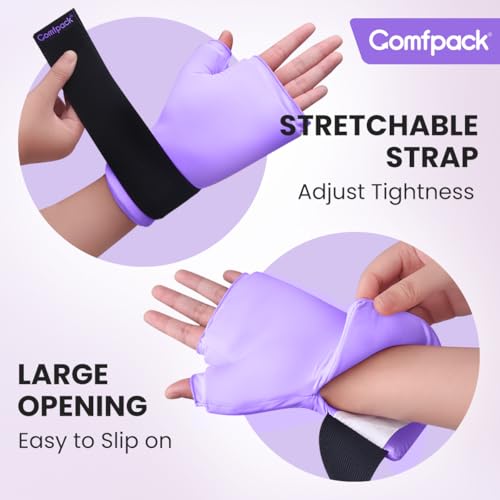 Comfpack Hand Ice Pack Glove for Arthritis, Thumb Wrist Ice Pack Wrap for Carpal Tunnel, Reusable Gel Hot Cold Therapy Pain Relief for Tenosynovitis, Swelling, Surgery, Tendonitis - style: Purple