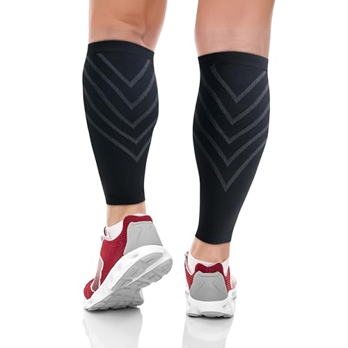 CopperJoint Calf Compression Sleeve for Men & Women, Black, Large, Firm Fit - color: Black, size: Large