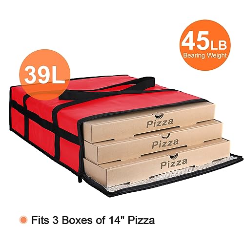 Insulated Pizza Delivery Bag for Carry Hot, 20" x 20" x 6", Red, 1Pk - color: Red, size: 20 x 20 x 6 inches