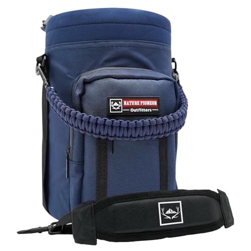 NATURE PIONEOR 26-128 oz Insulated Water Bottle Carrier Holder with Strap - color: Navy, size: One Gallon