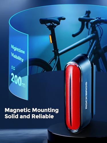ROCKBROS Magnetic Bike Tail Light,Rechargeable,IPX6 Waterproof,7 Modes