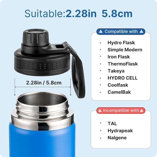 Spout Lid for Hydro Flask 12 16 18 20 32 40 64oz Wide Mouth Bottle - color: Black 1 pack