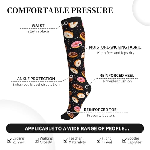 Compression Socks Circulation 15-20 Mmhg Knee High - color: Donut Black