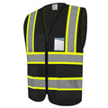 High Visibility Vest 5 Pockets Safety Vest with Zipper, Black S - color: Black, size: Small