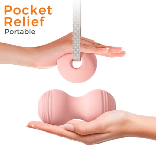 VICSKY Peanut Massage Ball with Handles & Pull Strap - Dual Trigger Point Therapy for Feet, Legs, Neck, Muscle Pain Relief, Myofascial Roller with Adjustable Strap (Pink) - color: B: Pink, Peanut Ball