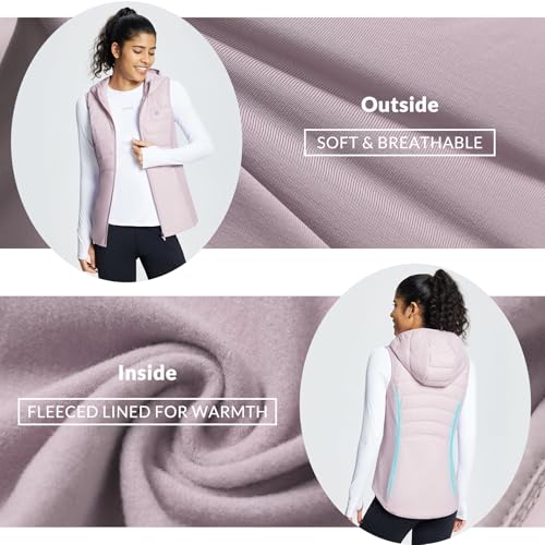 baleaf Women's Winter Running Vest Fleece Hooded Jacket Warm Slim fit - color: Light Purple, size: XX-Large