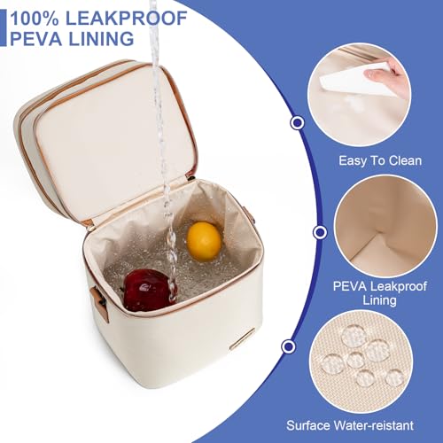 Breastmilk Cooler Bag with Ice Pack Fits 6 Baby Bottles Up to 9 Ounce, Double Deck Leak-Proof Baby Bottles Bag with Shoulder Strap for Nursing & Working Mom, - color: Cream