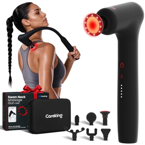 2-in-1 Detachable Massage Gun with Heat, Muscle Massager with Long Handle