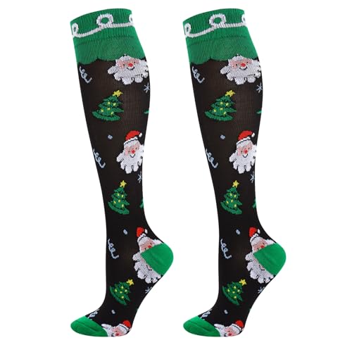 Junely Compression Socks for Women Knee High Socks Funny - color: Christmas25