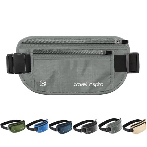 Money Belt Travel Fancy Pack with Slim Anti-Theft RFID Blocking - color: Gray