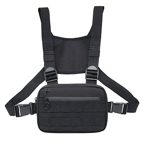 Muserise Running Chest Bag, Phone Holder, Lightweight Water Resistant - color: NRP Black