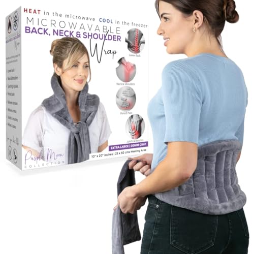 Microwavable Heating Pad with Straps, Extra Large, Gray, Hot/Cold Therapy - color: Gray, size: Extra Large