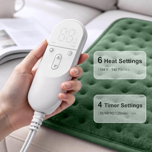 VALGELUIK Electric Heating Pad 12 x 24 in - Gifts for Women Mom Wife - color: Bean Green, size: 12 Inch x 24 Inch