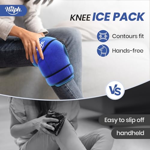 Hilph Knee Ice Pack Wrap, Adjustable Knee Brace with 2 Gel Ice Packs, Blue - color: Blue