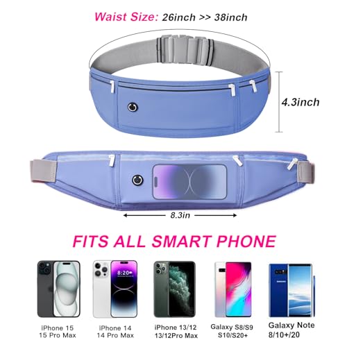 Slim Running Belt for Women Men,Runners Fanny Pack Phone Holder,Money Belt,Running Gear Accessories,with 3 Pockets.(Blue) - color: Blue