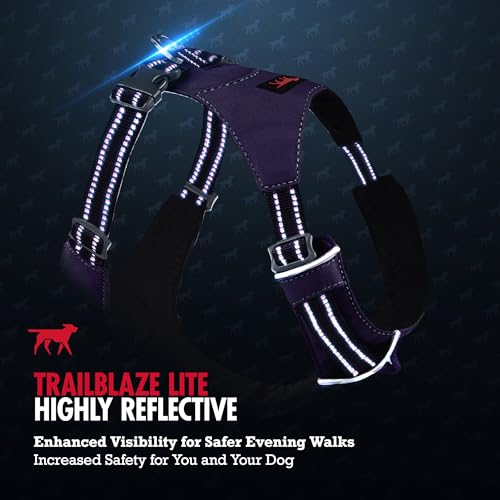 Tuff Pupper All-Day Wear Dog Harness | for Walking, Trail Running, Hiking | Front & Back Leash Clips | Reflective Trim | Easy On/Off Buckles | Lightweight Breathable | No Pull Design (XXXS, Purple) - color: Deep Purple, size: XXX-Small