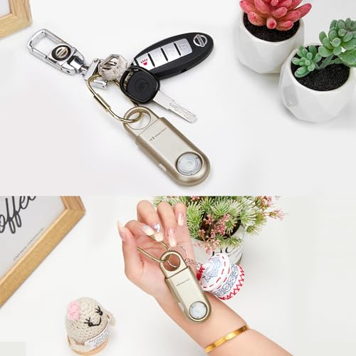 135dB Rechargeable Personal Alarm with Ultra Bright Flashlight - color: Gold, style: Rechargeable & Built-in Flashlight
