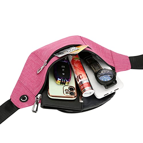Fanny Pack for Men & Women, Fashion Waterproof Waist Packs with Adjustable Belt, Casual Bag Bum Bags for Travel Sports Running. - color: B-Pink
