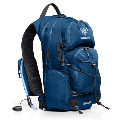 Water Buffalo Sherpa 22L Hiking Hydration Backpack, 2L Bladder - color: Navy Blue