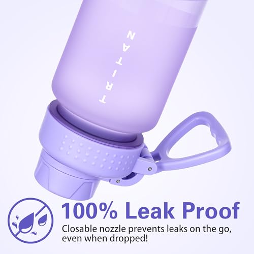 OLDLEY 32oz Frosted Clear Water Bottle, BPA-Free Tritan Plastic Reusable Water Bottle with Fast-Flow Spout Lid, Wide Mouth Leakproof Sports Drinking Bottle for Gym, School, Office, Travel,Amethyst - color: Amethyst