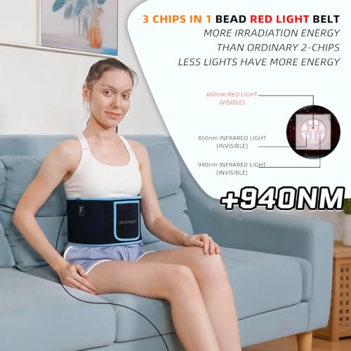 Red Light Therapy Belt with 132 LEDs 3-in-1 Chips 940nm 850nm 660nm(Corded) - size: XL