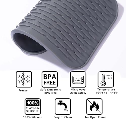 Dish Mat Silicone Dish Drying Mats Works For Drying Stemware Cocktail Glasses Silverware Pots Pans Knives and Dish Rack for Kitchen Counter Sink Bar Pads Easy to Clean (11.5" x 9.1") - color: M (11.5" x 9.1") Grey