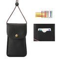 Cell Phone Neck Pouch PU Leather Bag with Credit Card Holder Adjustable Strap, Small Travel Purse Lightweight Mini Wallet Carrying Bag Fits iPhone 16+, Galaxy S25+, Pixel 9 Pro (Black) - color: 01 Black