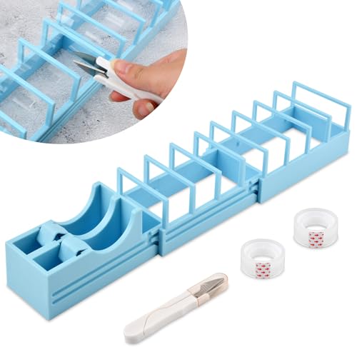 Double Tapes Dispenser Tape Holder for Convenient Cutting Assistant 18 Tape Strips in Second Portable Ribbon Cutter Machine(Color:Blue)