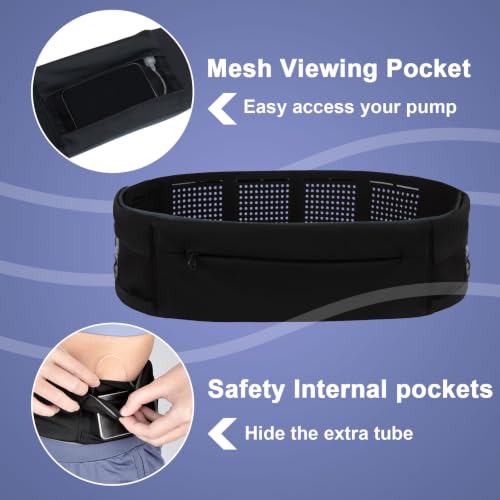 iGuerburn Insulin Pump Belt with Mesh Pouches Easy Viewing - size: M: 24"-37"