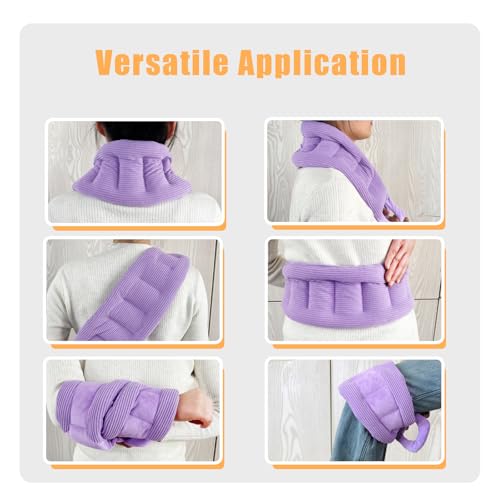 UNCN Long Heating Pad for Neck and Shoulders Back 33 x 5.9inches Microwavable Large Moist Heat Pack Warm Hot Compress Neck Wrap Weighted Bag Massage Reusable Herbal Nature Calming Portable - color: Lavender