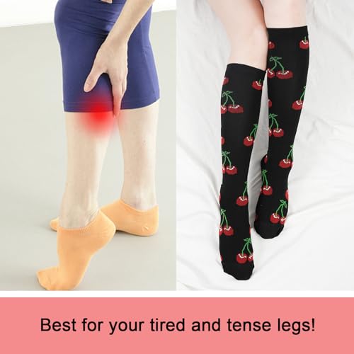 Junely Compression Socks for Women Knee High Funny Socks - color: A1-cherry