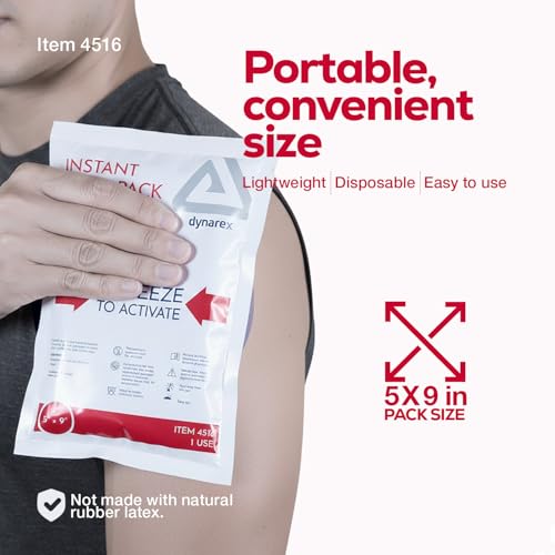 Dynarex Instant Hot Packs - Disposable Hot Compress for Muscles and Pain Relief - Lightweight and Conforms to Body Contours - Quick Activation - 5" x 9" - 24 Count