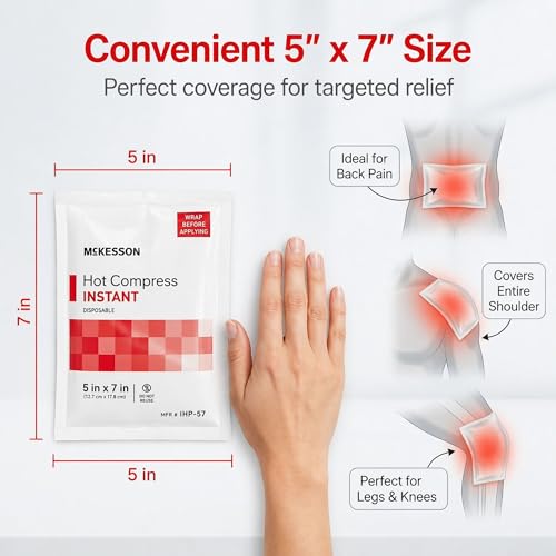 McKesson Instant Hot Packs, Instant Hot Compress, 5 x 7 in - color: Red, size: 5x7