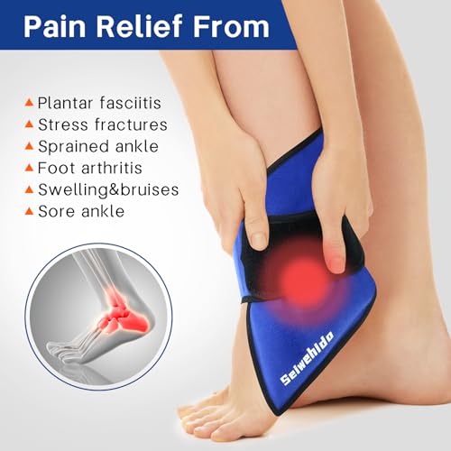 Ankle Ice Pack Wrap, Gel Hot Cold Compress for Heel Swelling Pain Relief - color: Blue-2 Packs, size: Standard