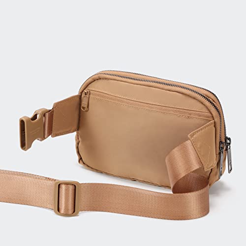 Pander Nylon Fanny Pack Belt Bag for Women with 5 Zipper Pockets - color: Caramel Burnt