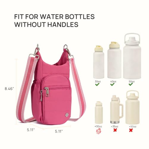 Telena Water Bottle Holder with Strap RFID Crossbody Bags for Women - color: Hot Pink