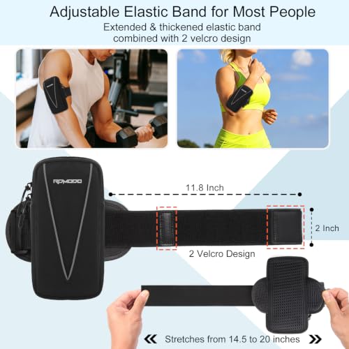 Phone Holder for Running Women Men, Large Capacity Armband 7.5” Blk - color: 01 - Black
