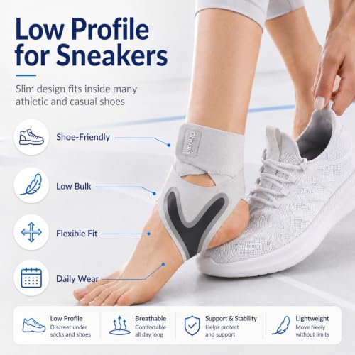 2 Pack Lightweight Adjustable Ankle Brace for Women and Men, 1 Pair Sports - color: Large-Gray