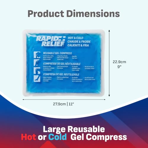 Rapid Relief Gel Ice Pack, Reusable Cold Pain Relief, Large 9x11 Inch 1 Ct - size: 9 x 11 Inch