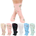 Jspupifip 6 Pairs Plus Size Compression Socks for Women, Wide Calf - color: Black White Pink Beige Blue Light Blue, size: 3X-Large