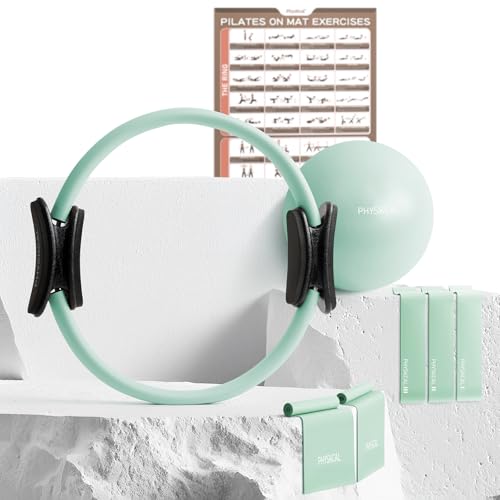 PhysKcal Pilates Kit, 15-Inch Pilates Ring with 1x Pilates Ball & 5X Bands - color: Mint