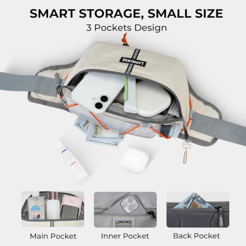 2L Fanny Pack for Women Men, Anti‑theft Waist Bag with RFID Blocking - color: Off-white