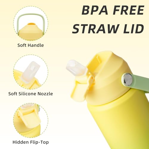 BJPKPK 18oz Insulated Water Bottle, Stainless Steel Bottle with Straw Lid - color: Fresh Green, size: 18 Ounces