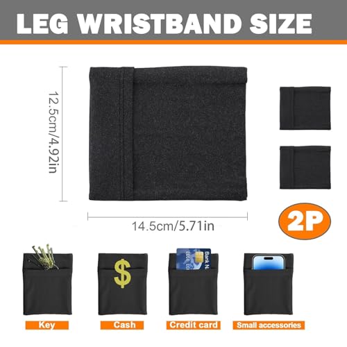 2 Pack Leg Phone Holder, Cell Phone Leg Straps Ankle Wallet Thigh Holder Wallet Calf Straps Adjustable Arm Pouch Non Slip Sports Armband Storage Bag for Equestrian Jogger Running Workout