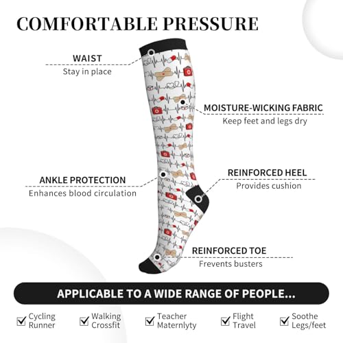 Compression Socks Knee High Support Socks Women Circulation Stockings for Athletic Running Cycling Flying - color: Medical