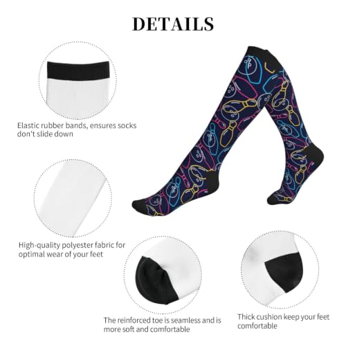 Avocado Compression Socks Women Men Knee High Stock for Running Work Support Nurses Travel - color: Bowling