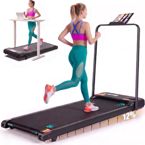 ANCHEER Incline Walking Pad with Handle Bar, Foldable Treadmill-Home/Office - color: 56-Pink
