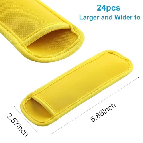 JANYUN 24 Pack Yellow Popsicle Bags Ice Pop Sleeves Antifreezing Holder - color: Yellow